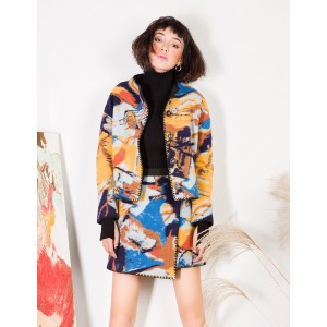 YCDL6-394 油彩提花落肩结构短呢大衣