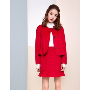 【特惠】 YCDW9-0013 小A型荷叶边俏皮精致双面呢外套 【特惠】 YCDW9-0013 小A型荷叶边俏皮精致双面呢外套