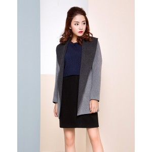 【特惠】 YCDW8-0018 时尚大翻领中长款双面羊毛大衣